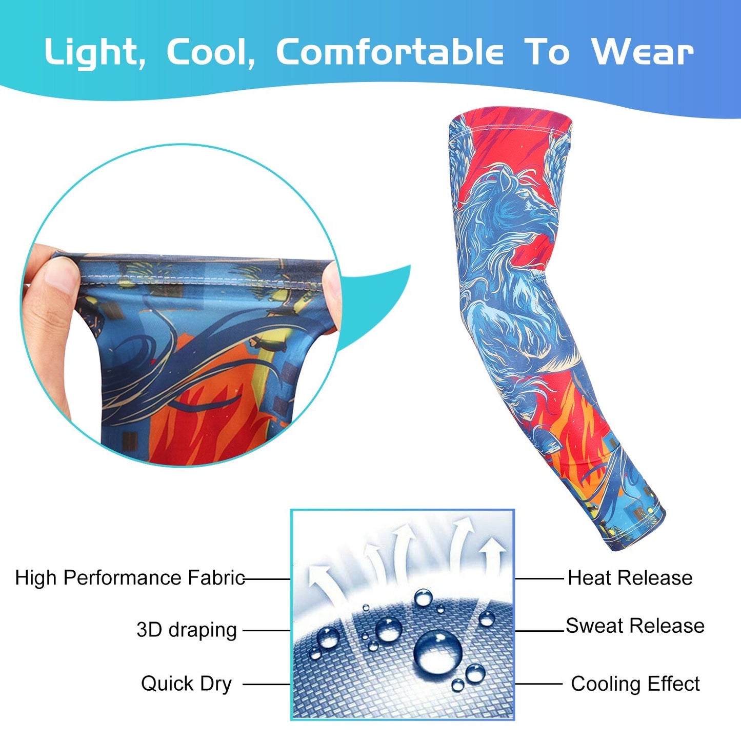 3 Pair Cooling Arm Sleeves Cover UV Sun Protection Cycling Running for Men Women