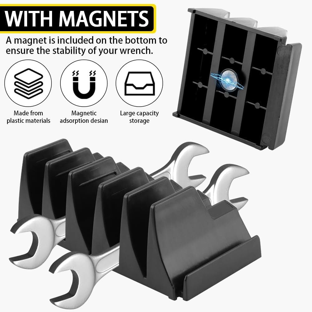 40X Magnetic Modular Wrench Organizer Compact Tool Storage Slots Hold Tools SAE