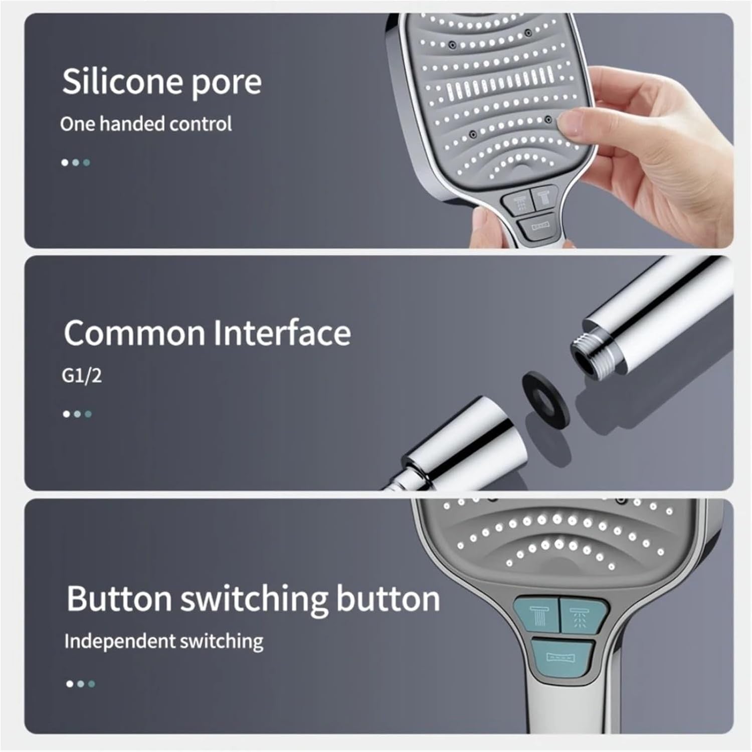 High Pressure Shower Head 8 Settings Handheld Shower Spray with 5 FT Hose+Holder