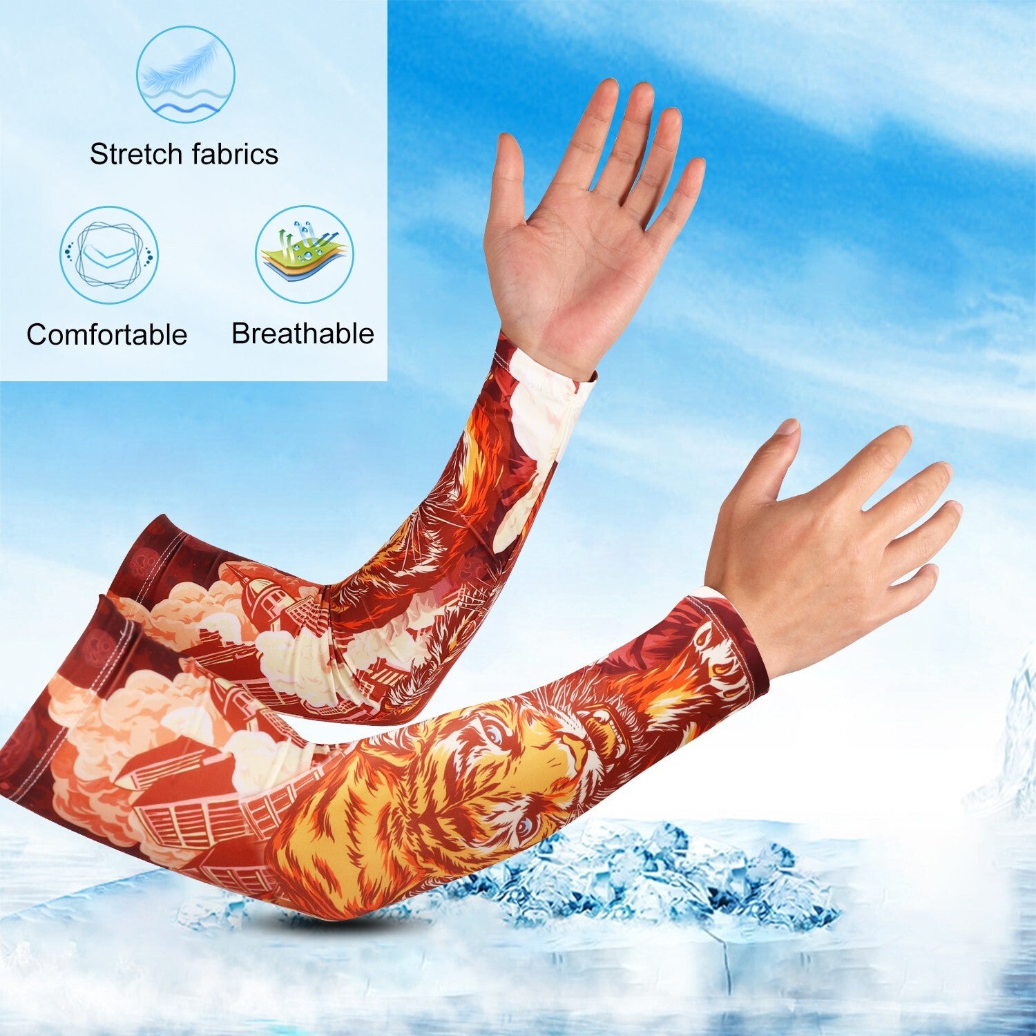 3 Pair Cooling Arm Sleeves Cover UV Sun Protection Cycling Running for Men Women