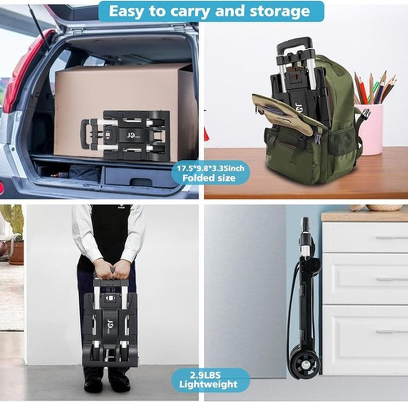 Portable Aluminum Folding Hand Truck Dolly Two-Wheel Luggage Cart Max 70Lbs