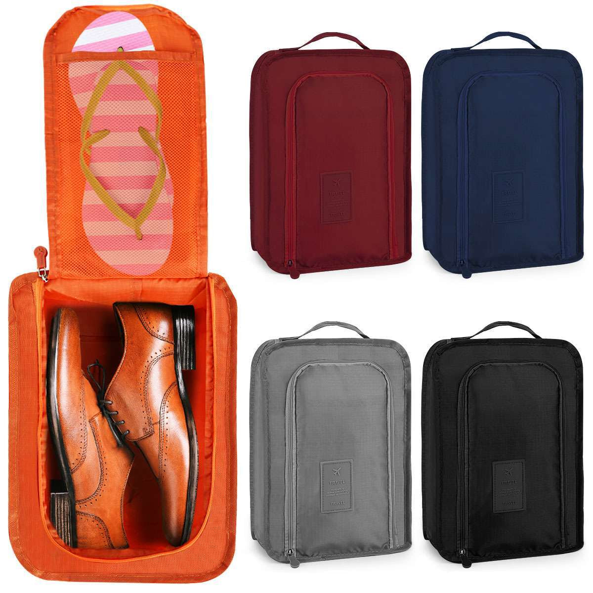 Golf Shoes Bag Zipped Sports Bag Shoe Carrying Case Breathable W/ Top-Handle