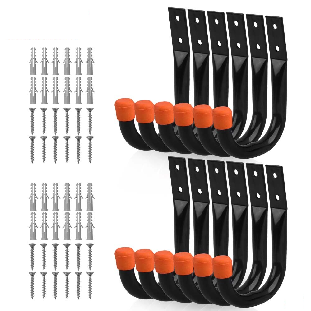 12 Packs Garage Storage Hooks Wall Mount Workshop Organizer Heavy Duty Steel