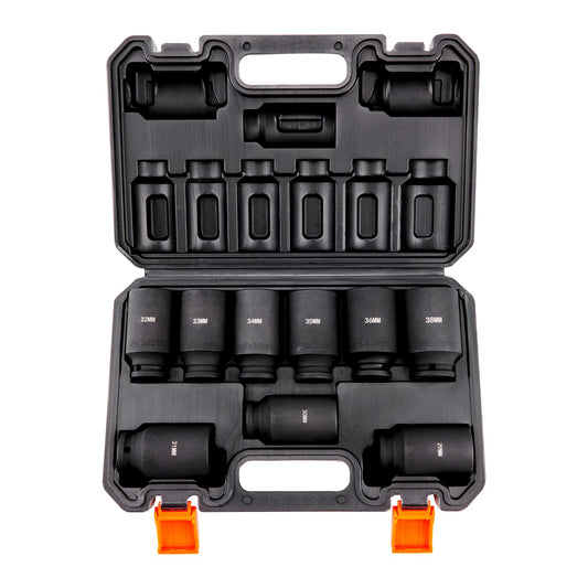 Impact Sockets Set 9Pcs 6-Point 1/2In Metric Drive Bit Ratchet Tool Kit 29-38Mm