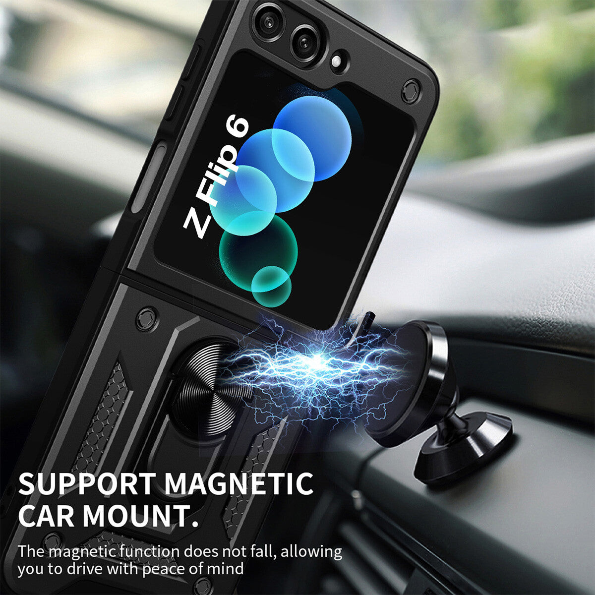 Shockproof Case For Samsung Galaxy Z Flip6 Flip5 4 Case Shockproof Stand Slide Camera Ring Cover