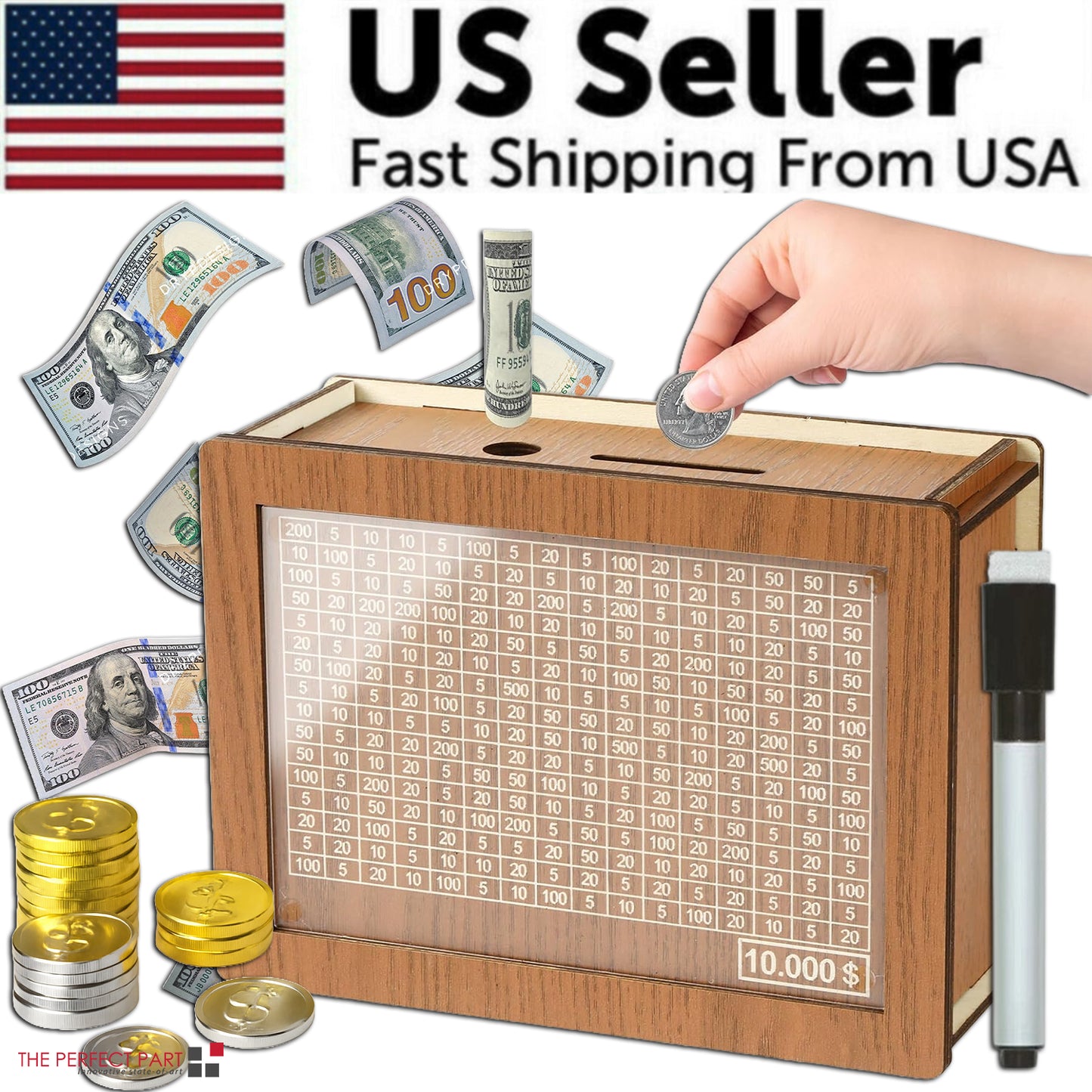  Wooden Savings Box Wooden Cash Cash Vault Saver Money Saving Box with Countdown