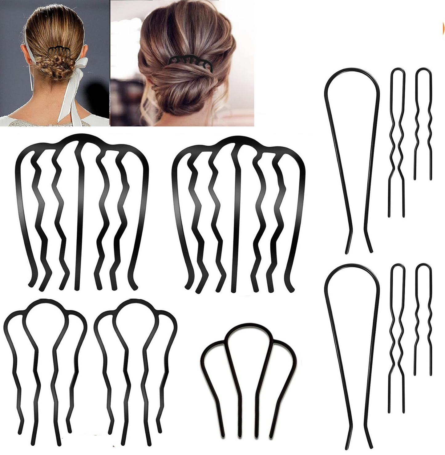 12pcs Hair Side Comb Vintage Hair Fork Clip U Shape French Twist Hair Pin Hair US