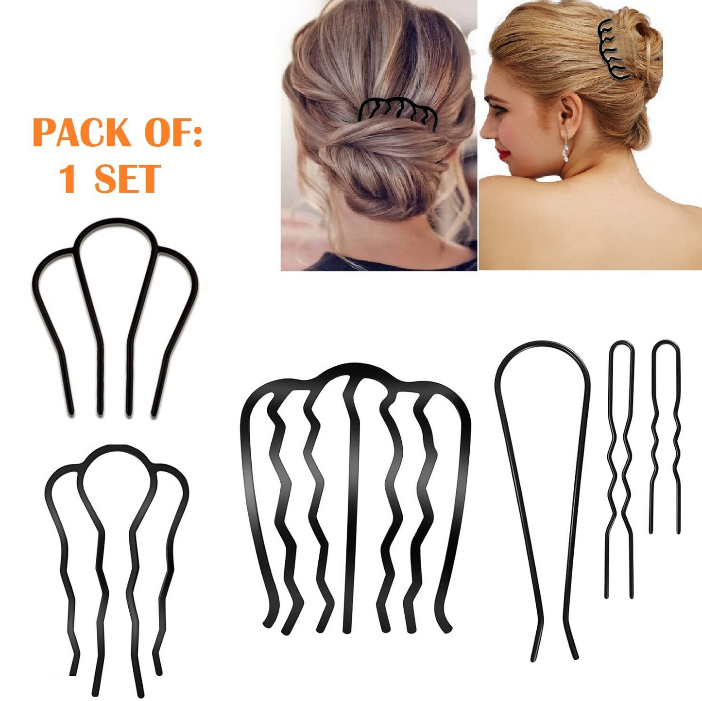 12pcs Hair Side Comb Vintage Hair Fork Clip U Shape French Twist Hair Pin Hair US