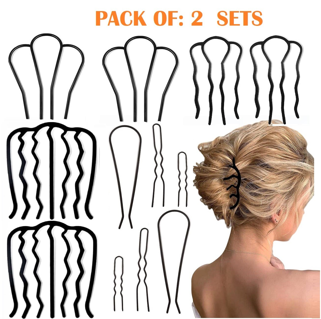 12pcs Hair Side Comb Vintage Hair Fork Clip U Shape French Twist Hair Pin Hair US