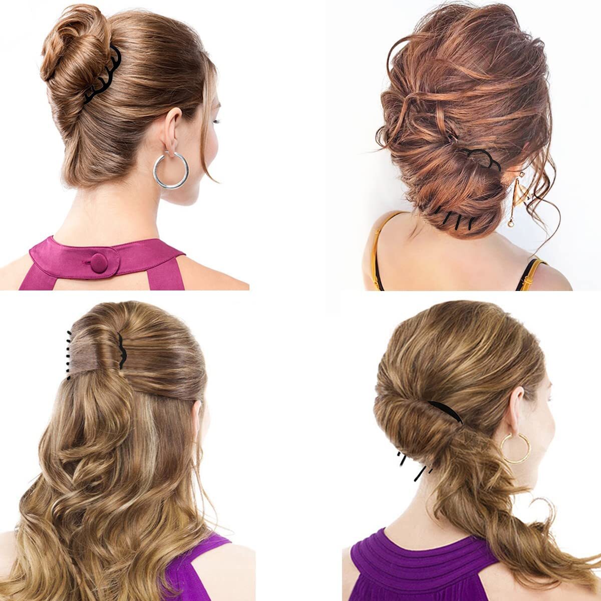 12pcs Hair Side Comb Vintage Hair Fork Clip U Shape French Twist Hair Pin Hair US