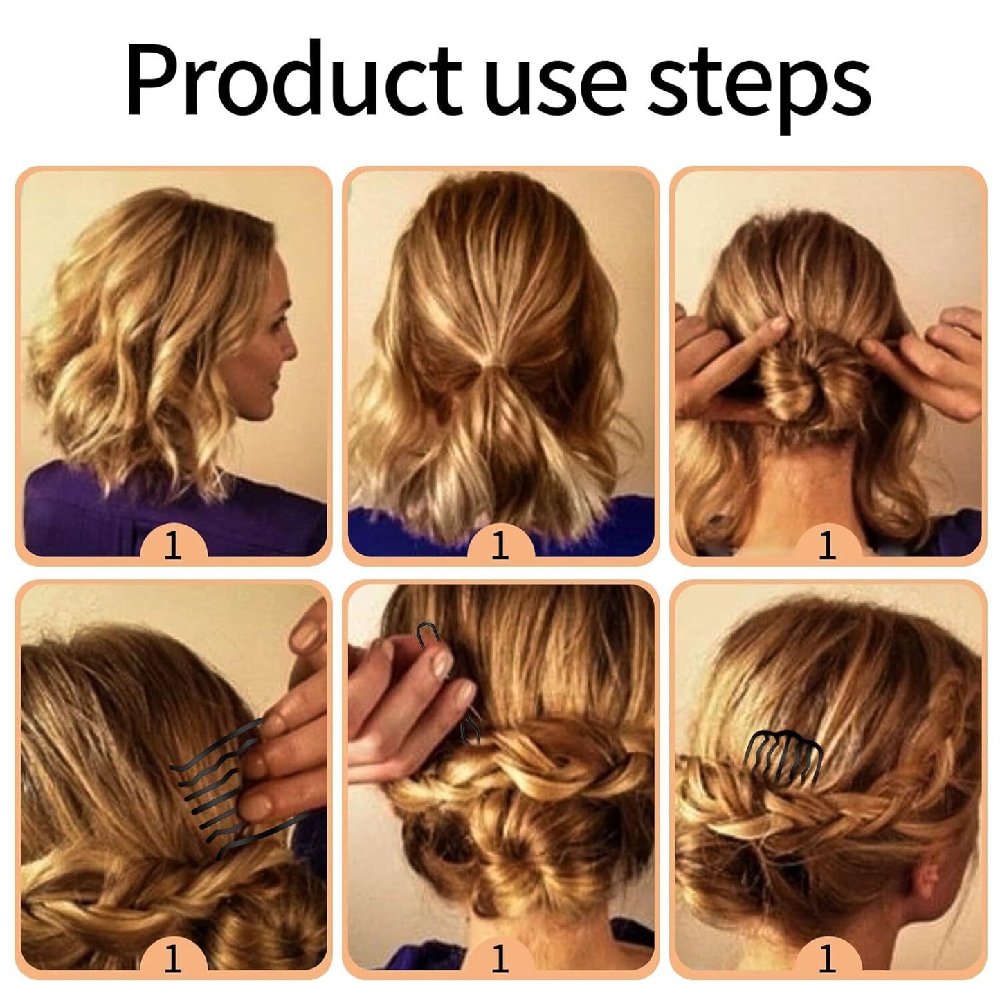 12pcs Hair Side Comb Vintage Hair Fork Clip U Shape French Twist Hair Pin Hair US