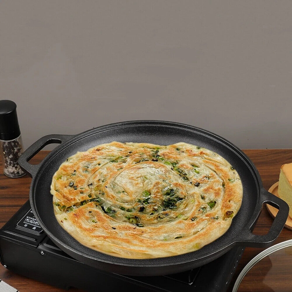 11'' Cast Iron Pizza Pan Kit Skillet Kitchen Cookware Frying Baking Cooking US