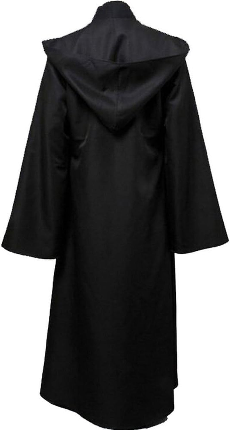 Men'S Cosplay Cloak Robe Costume Halloween Tunic Hooded Uniform Black Robe for Halloween