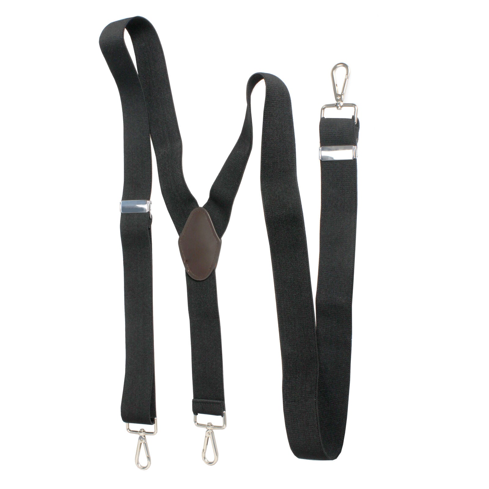 Mens Pery Belt Hook Y-Back Elastic Suspenders Black Heavy Duty Work Adjustable