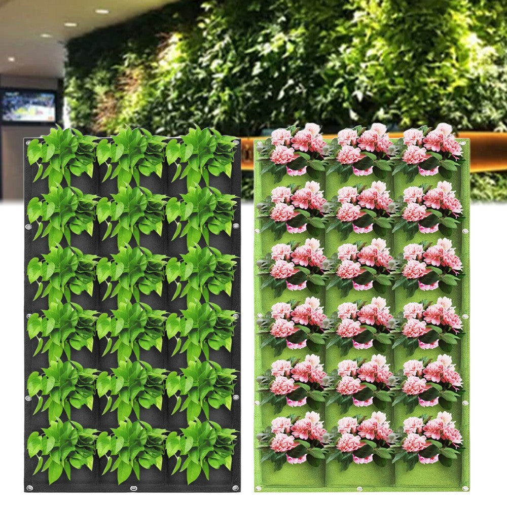 New 18 Pockets Wall Hanging Planting Bags Plant Grow Planter Living Bag Garden