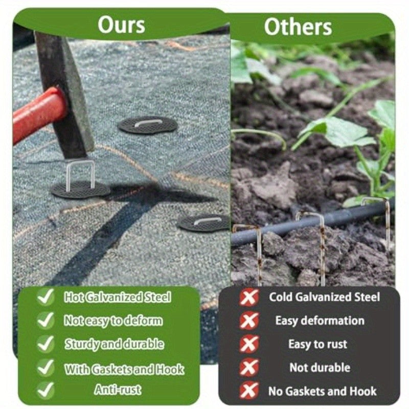 101 Pack Stainless Garden Stakes Landscape Staples Set with Mats& Precision Hook
