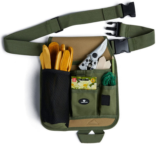 Unisex Utility Belt Apron for Gardening with Multiple Pockets for Hand Tools & Adjustable Waist Belt