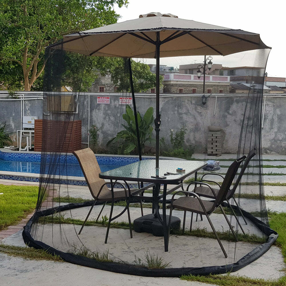 9Ft Patio Umbrella Bug Screen W/Zipper Door and Polyester Netting(Net ONLY)