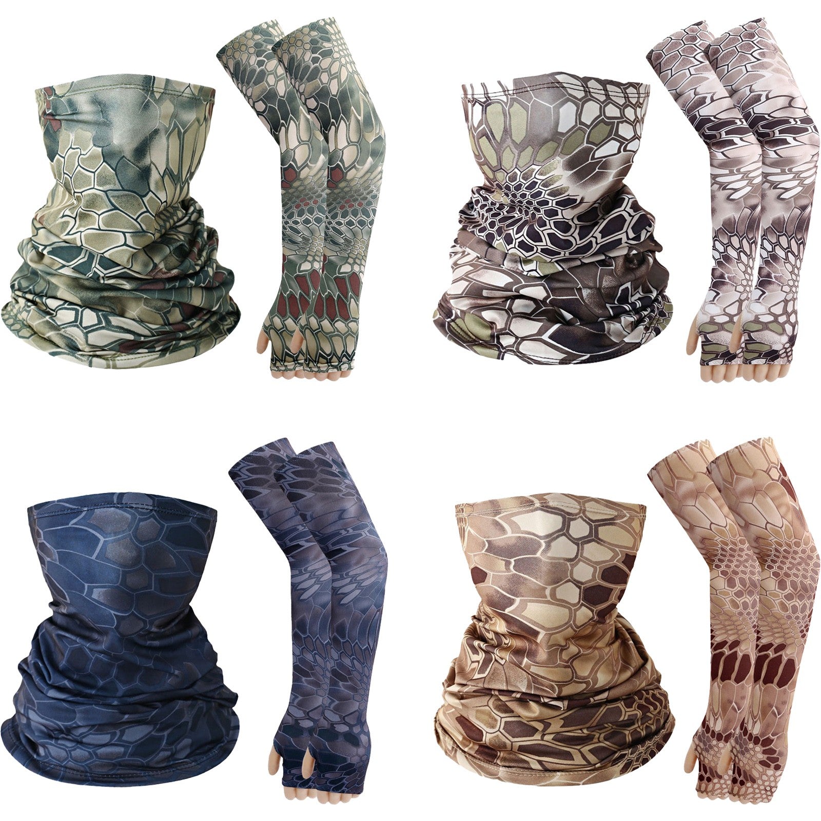 4 Set Cooling Arm Sleeves & Neck Gaiter Face Mask UV Protection for Men/Women