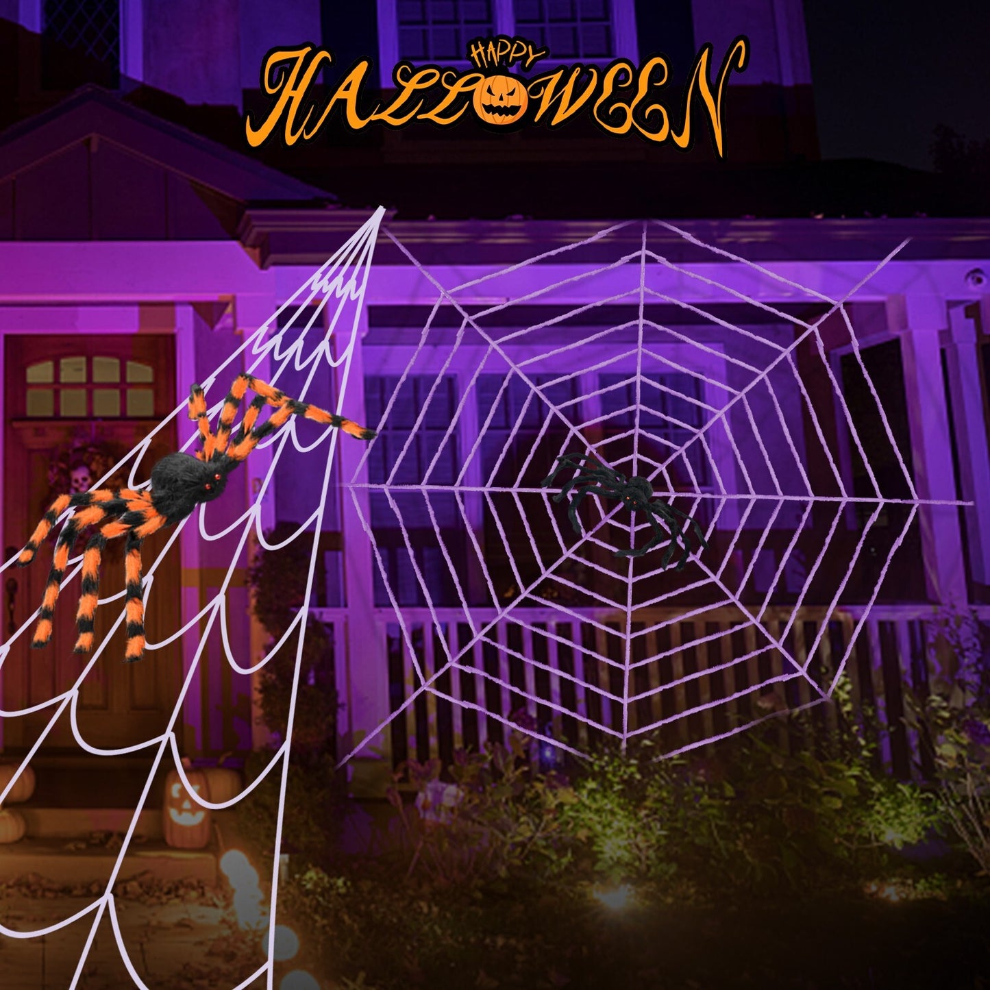 2 Pack 12Ft Large Spider Web Halloween Decorations for Garden Yard Outdoor Decor