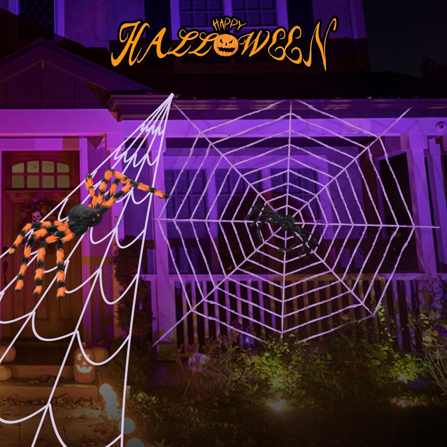 2 Pack 12Ft Large Spider Web Halloween Decorations for Garden Yard Outdoor Decor