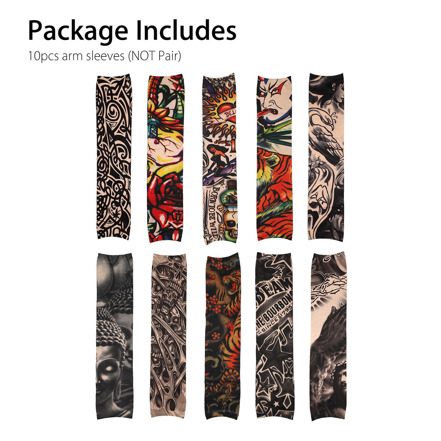 10Pcs Tattoo Cooling Arm Sleeves Cover Basketball Golf Sport UV Sun Protection