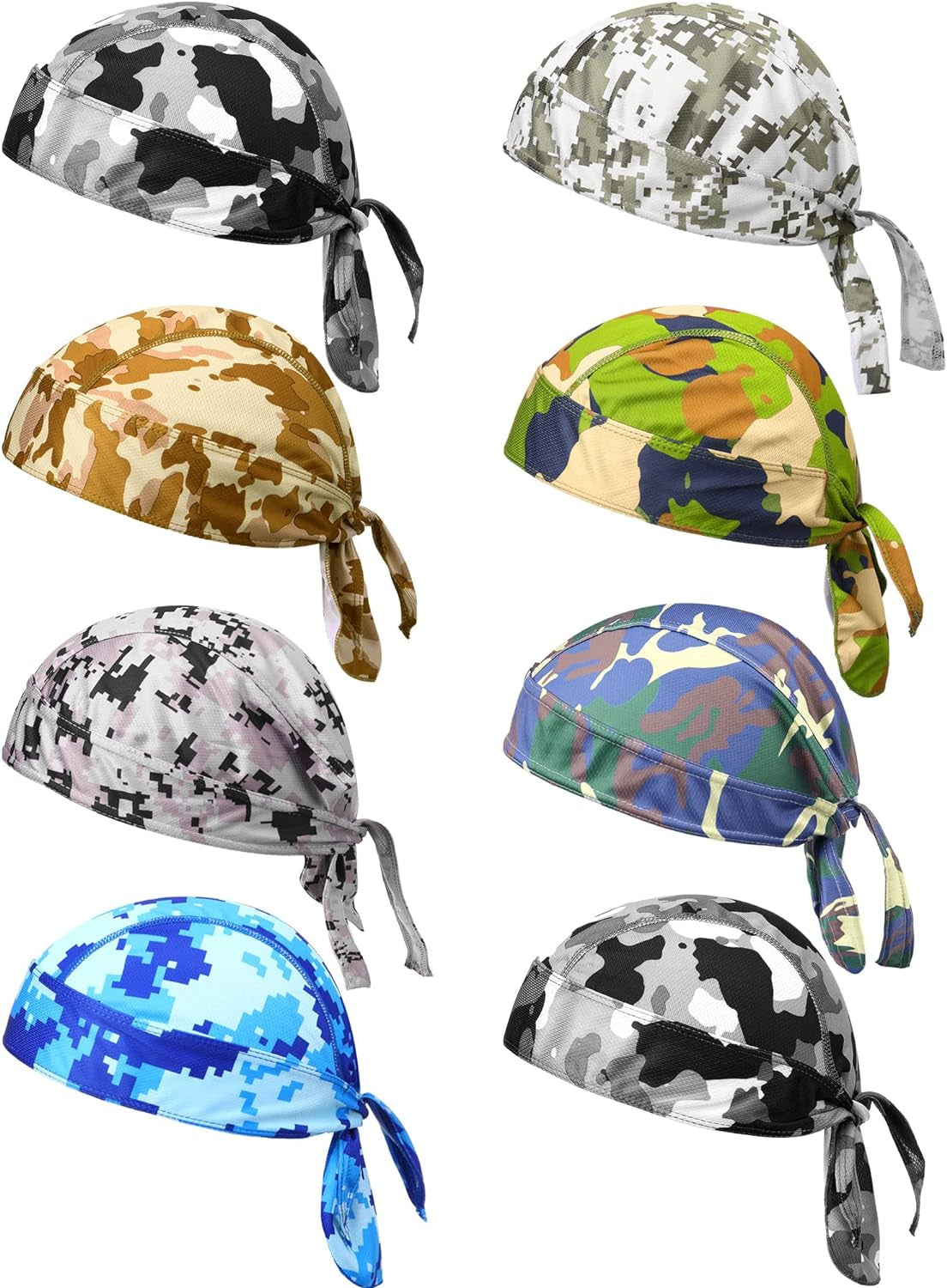 8 Pack Do Rag Skull Caps Bandana for Men Sweat Wicking Doo Rags