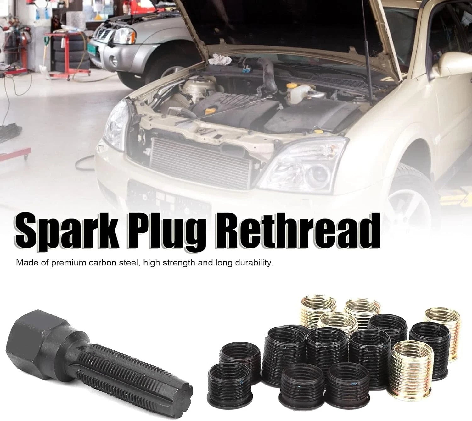 16Pc Spark Plug Thread Repair Rethreading Tool Kit M16 Threaded Coil Insert