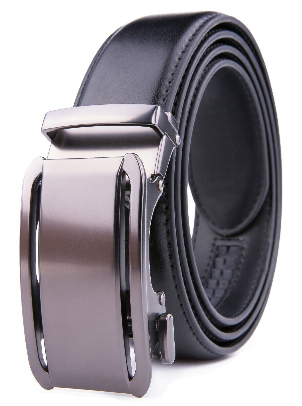 Men's Belt Men's Leather Ratchet Belt with Automatic Buckle