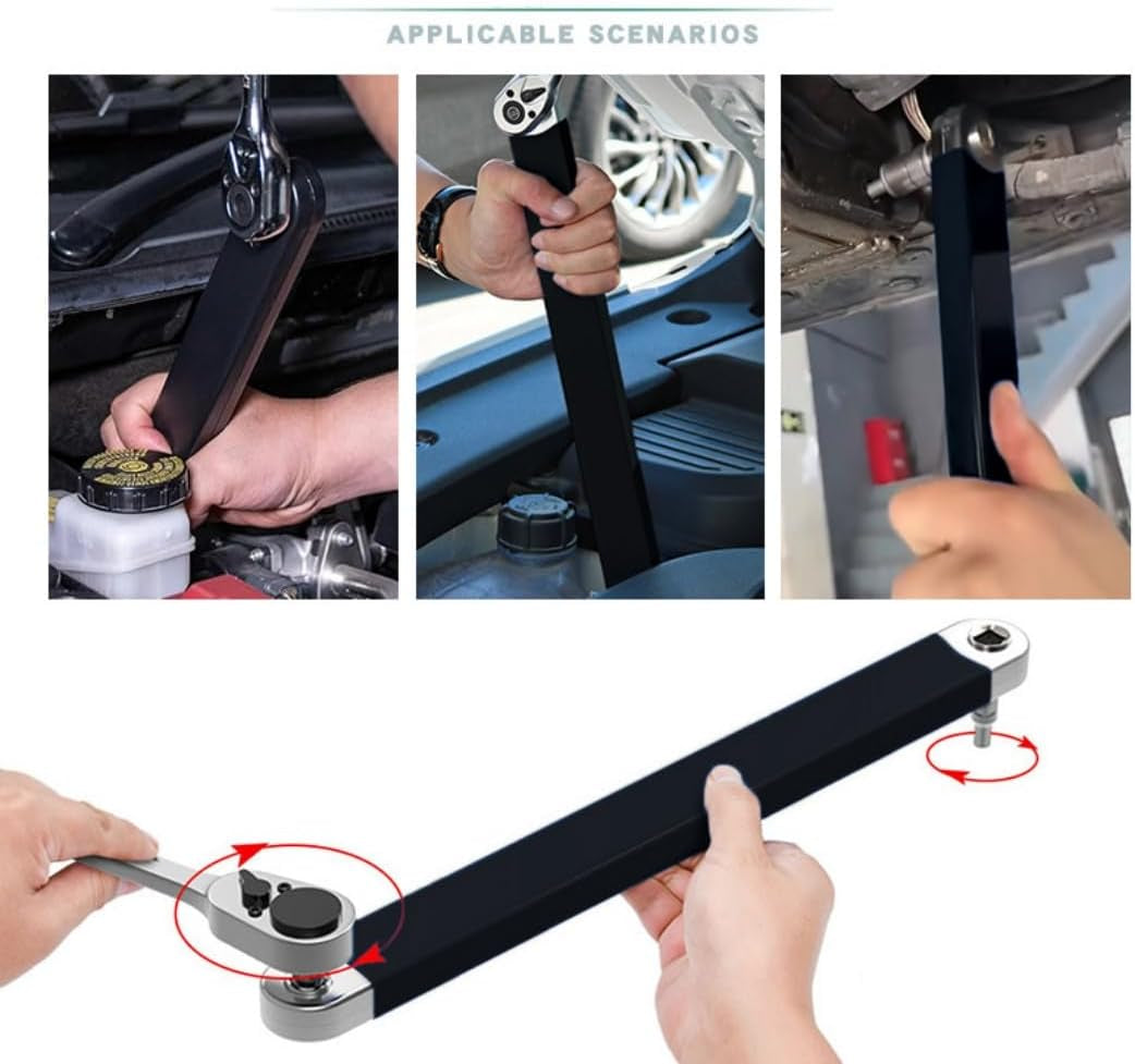 Professional Impact Offset Extension Wrench Set, Ratchet Torque Extender with Universal Adapters for Tight Spaces