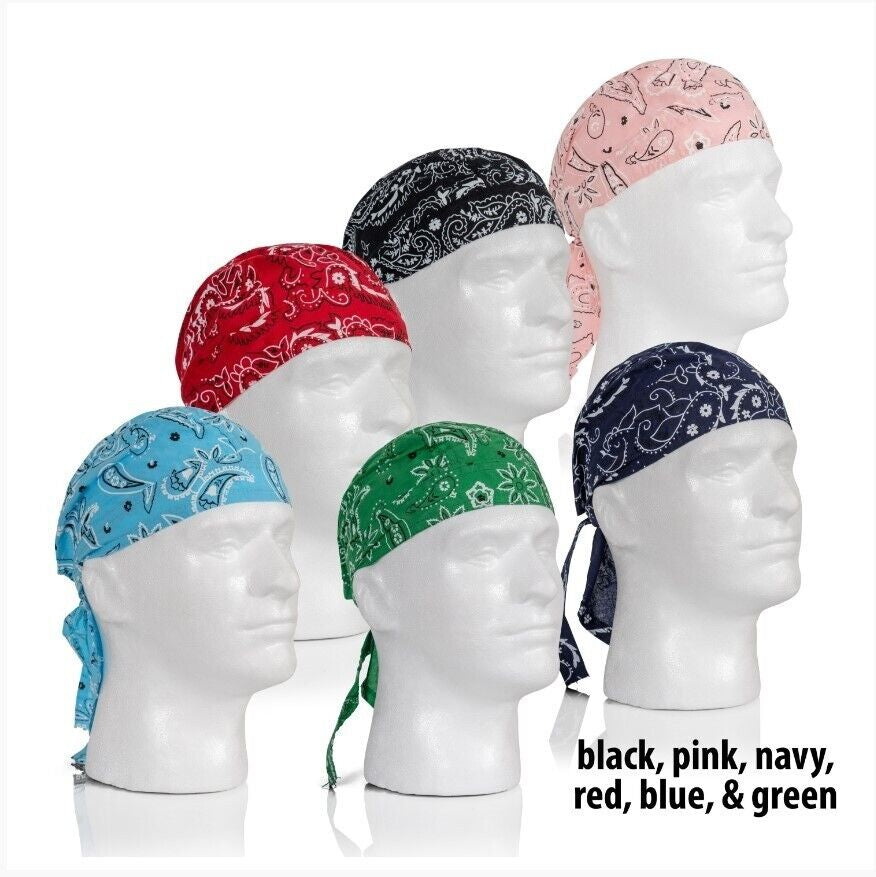 6 Pack Biker Head Wrap Doo Rag Skull Cotton Caps Do Rag Motorcycle Biker Bandana