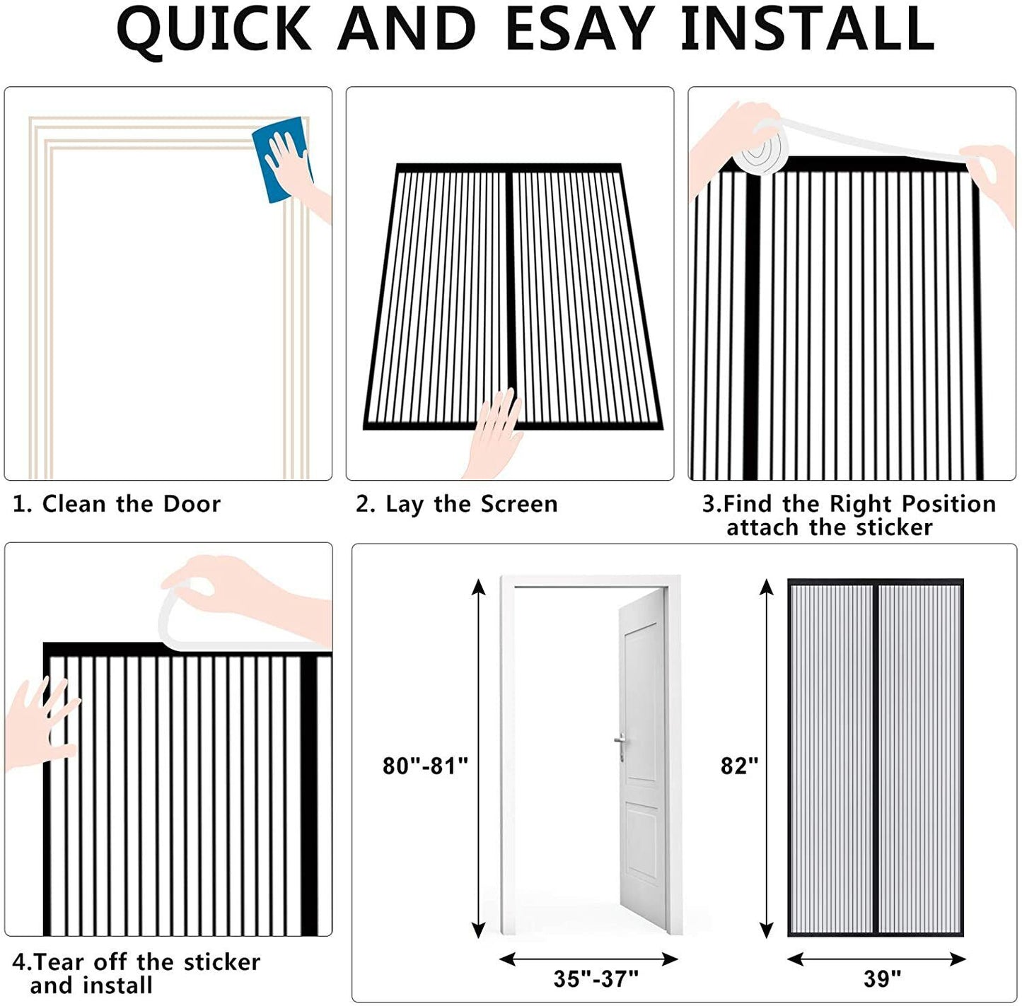 Heavy Duty Magnetic Screen Door Mesh Curtain Durable  Mosquito Net Bug Hands Free