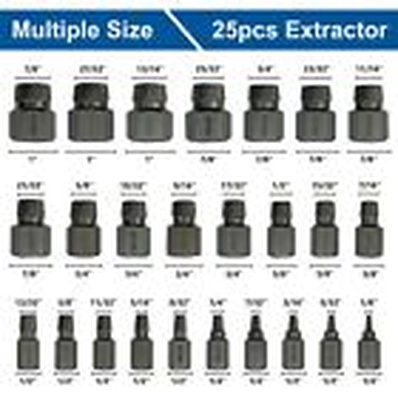 Stripped Bolt Extractor Impact Socket Set 25 PCS Damaged Bolt Remover Easy Out