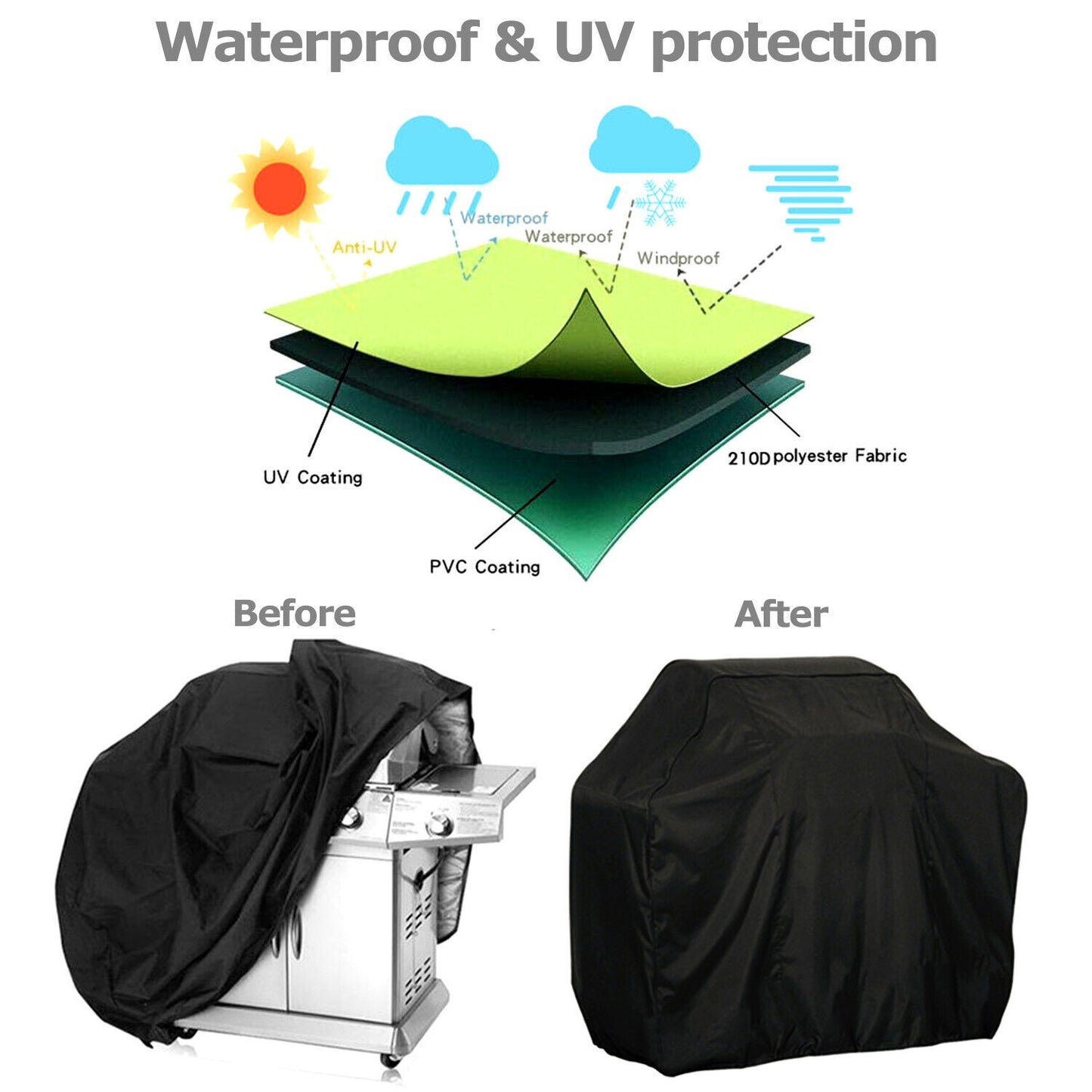 BBQ Gas Grill Cover 57 Inch Barbecue Waterproof Outdoor Heavy Duty Protection