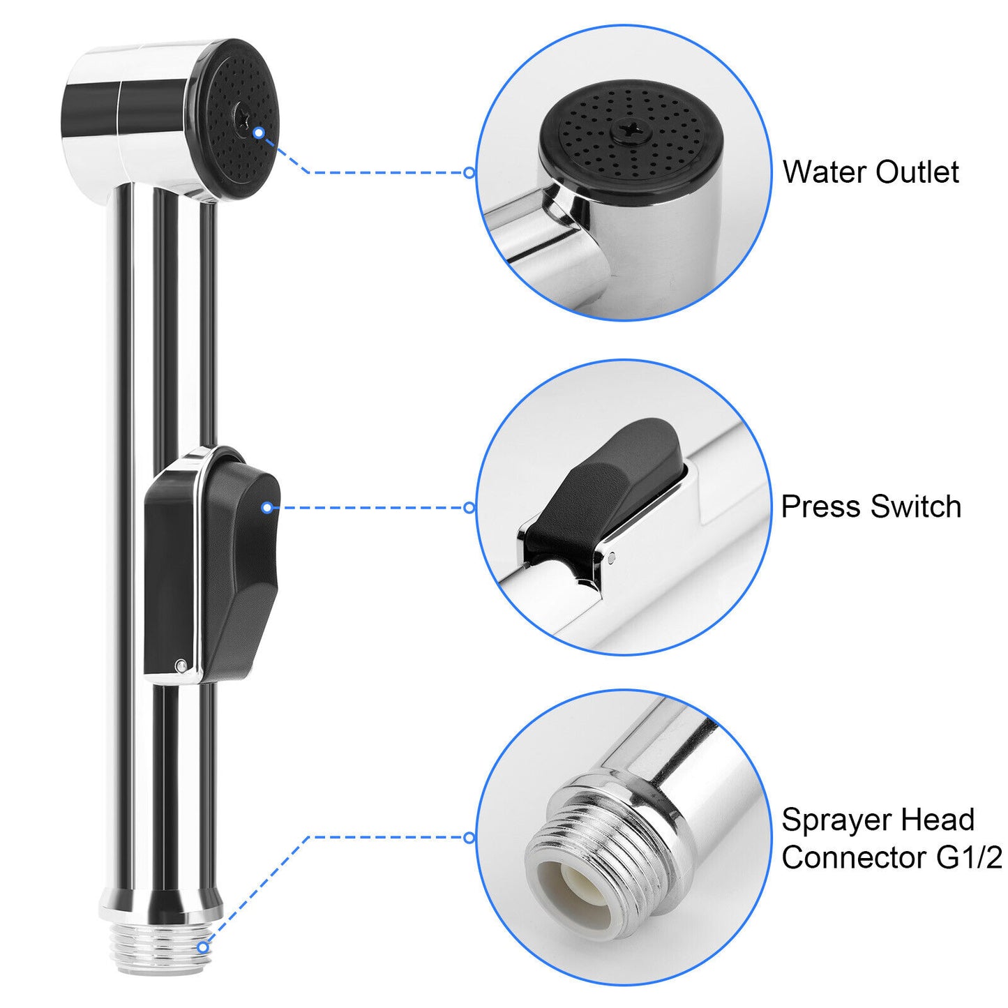 Toilet Bidet Sprayer Kit – Stainless Steel Handheld Shattaf with Adapter Hose
