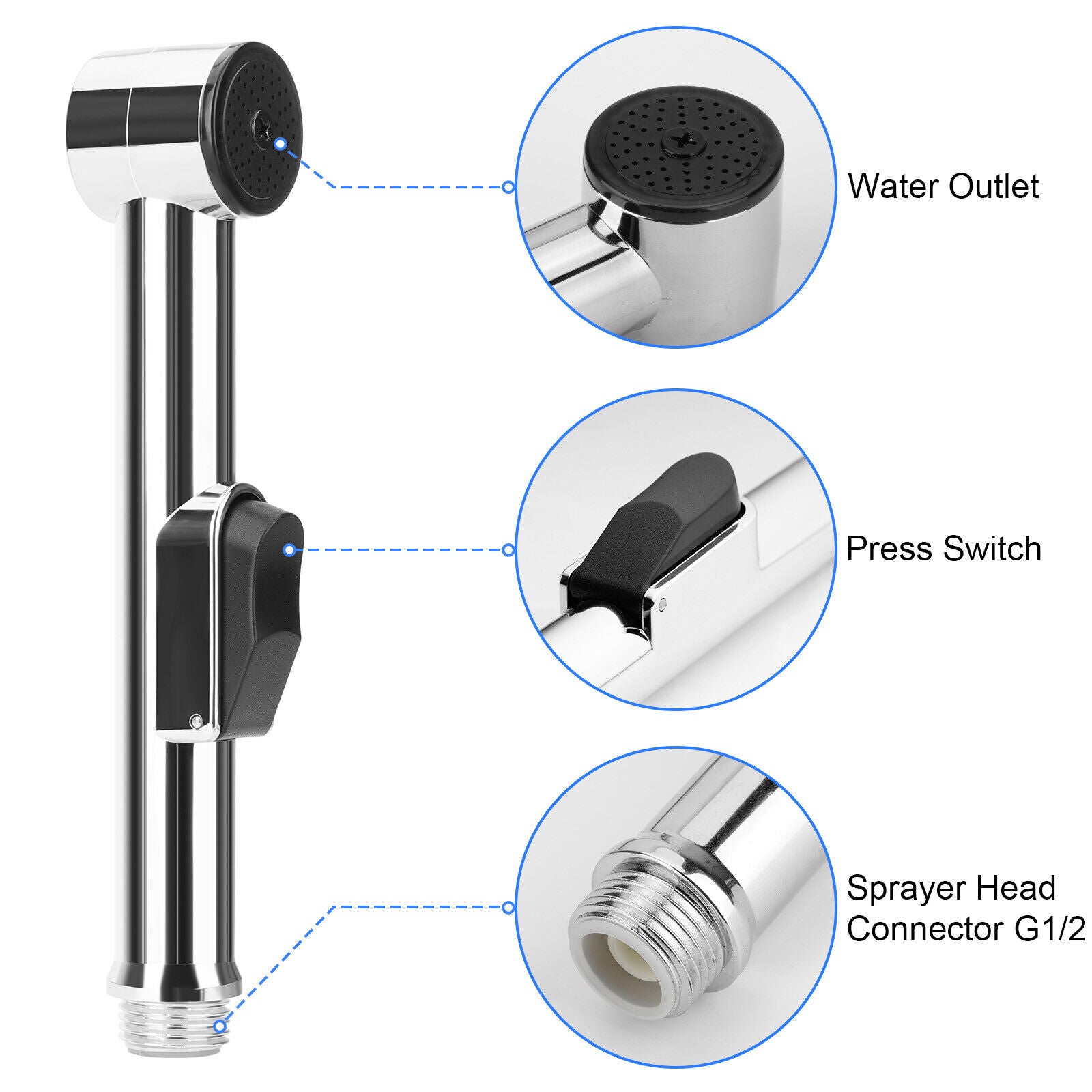 Toilet Bidet Sprayer Kit – Stainless Steel Handheld Shattaf with Adapter Hose