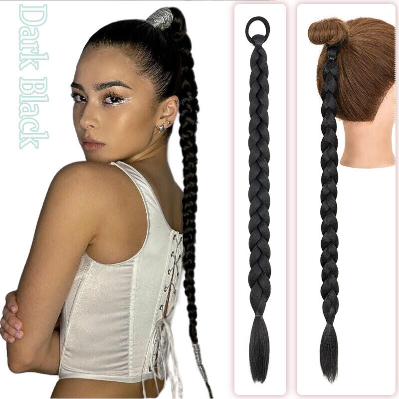 Natural as Human Braids Ponytail Wrap Bubble Thick Braiding Hair Extensions 34In