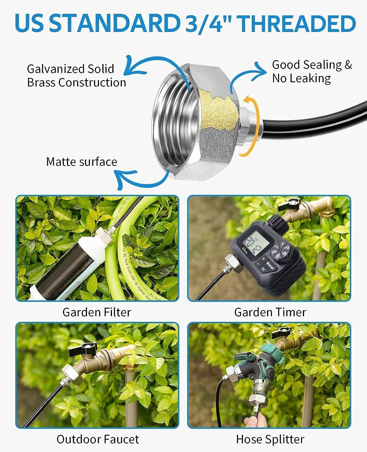 Misting Cooling System 59FT (18M) Misting Line + 20 Brass Mist Nozzles Garden