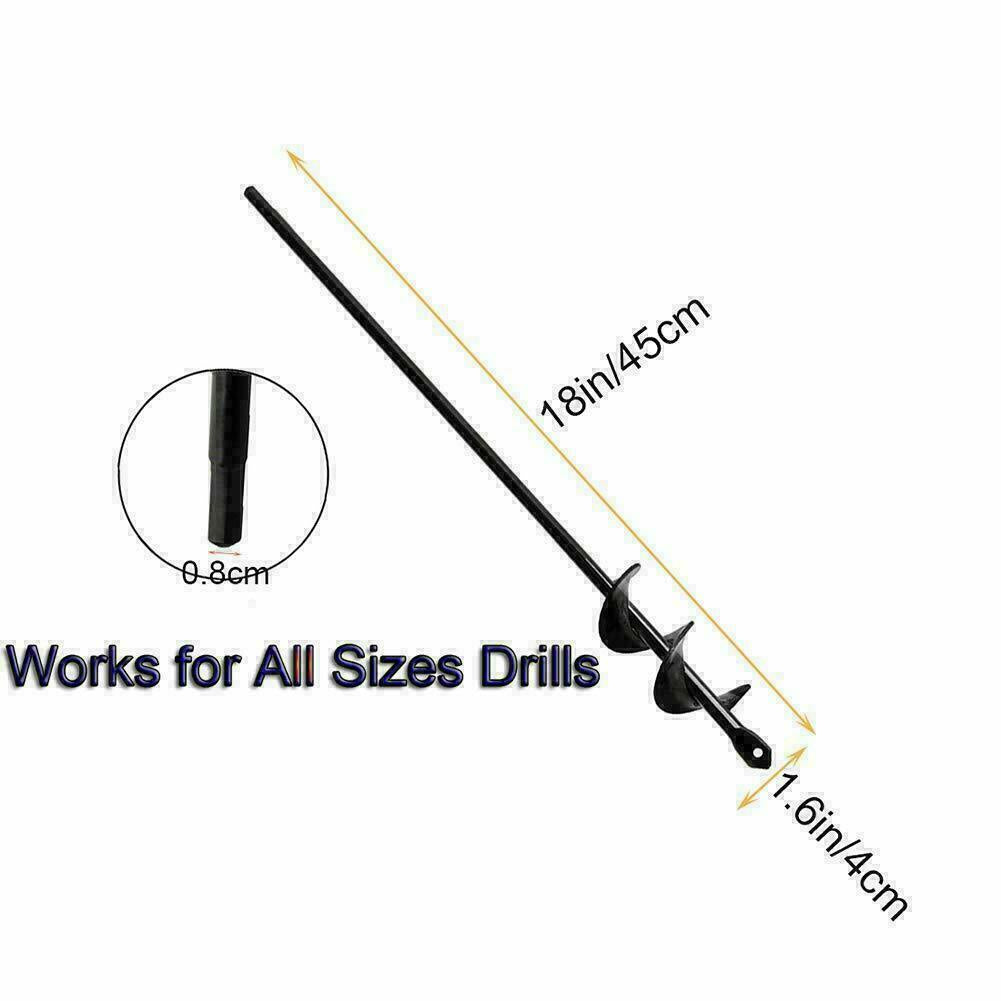 18" Planting Auger Spiral Hole Drill Bit Garden Yard Bulb Earth Planter Tool