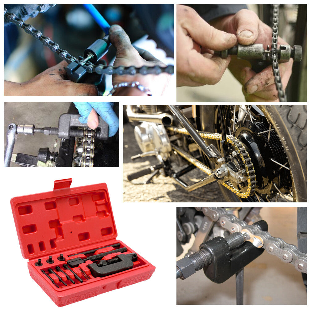 Motorcycle Bike Chain Breaker Splitter Link Riveter Universal Set Riveting Tool