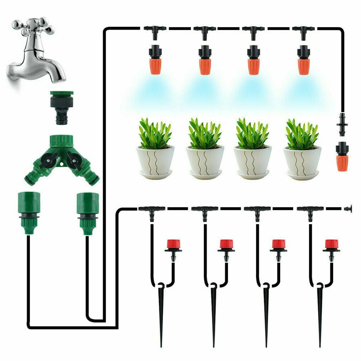 100Ft Misting Cooling Outdoor System Patio Garden Mister Nozzle Water Irrigation