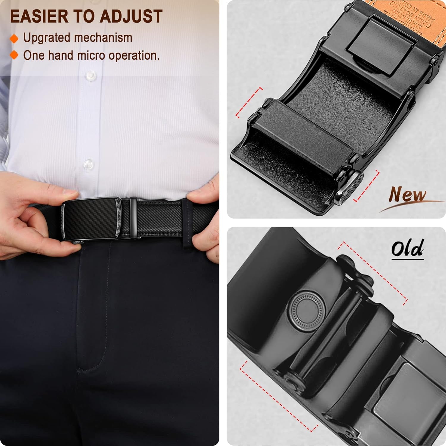 Men's Belt Slide Ratchet Belt Trim To Fit For Gift Men Dress Pant Shirt Oxfords