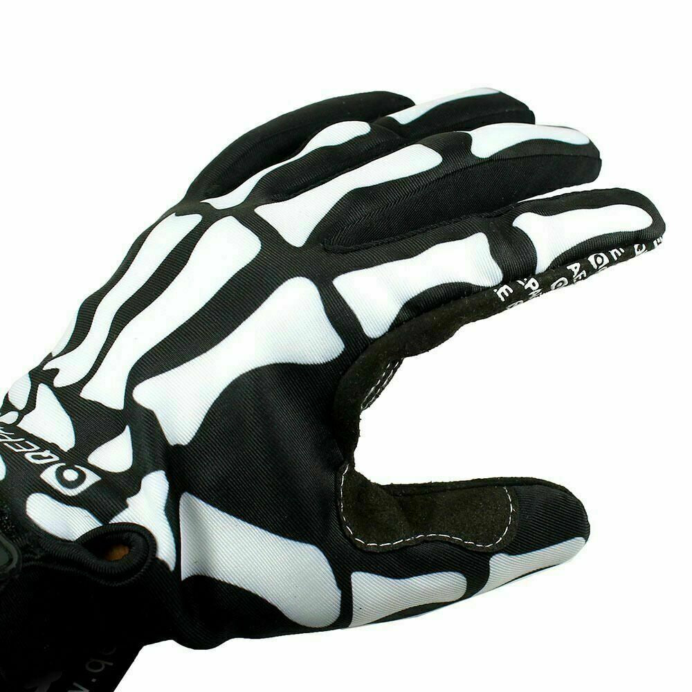 Biker Skeleton Bone Gloves Racing Cycling Motorcycle Mechanics Goth Full Finger