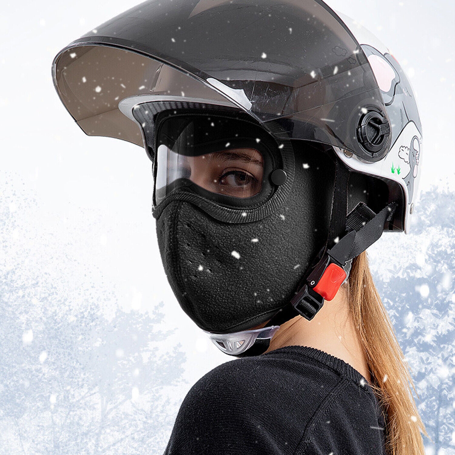 Fleece Warm Winter Balaclava Face Mask with Anti-Fog Goggles Windproof Skull Cap