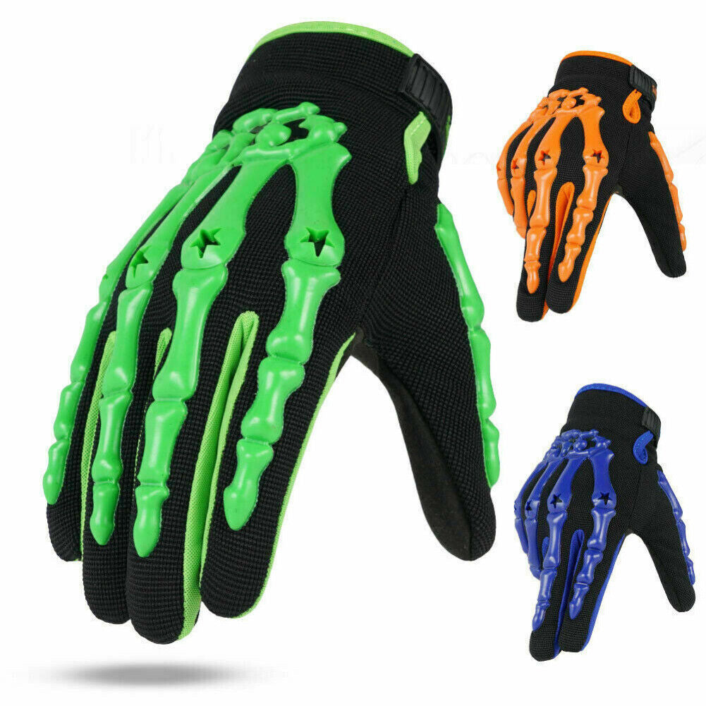 Motorcycle Racing Gloves Sport Cycling Skull Bone Skeleton Full Finger Gloves US