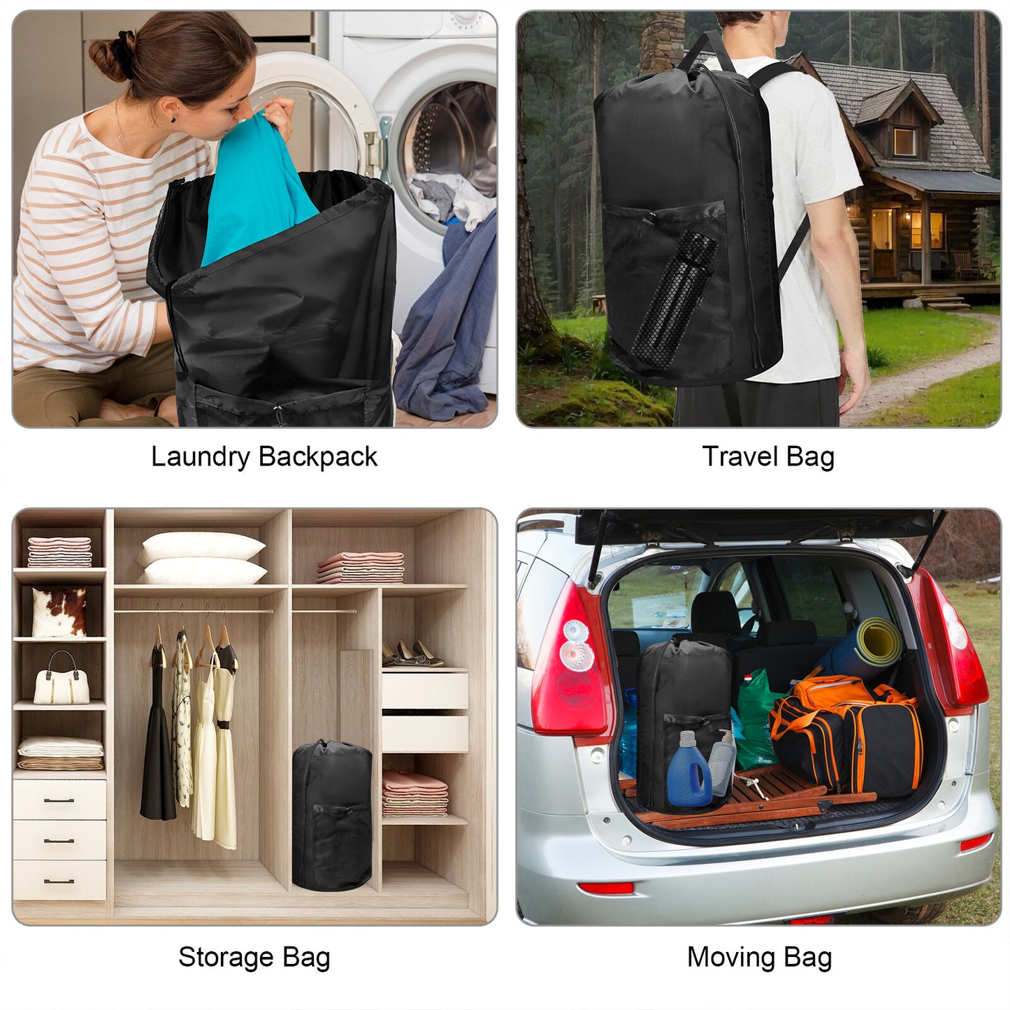 Heavy Duty Laundry Backpack Bag, Clothes Hamper for College Travel Laundromat