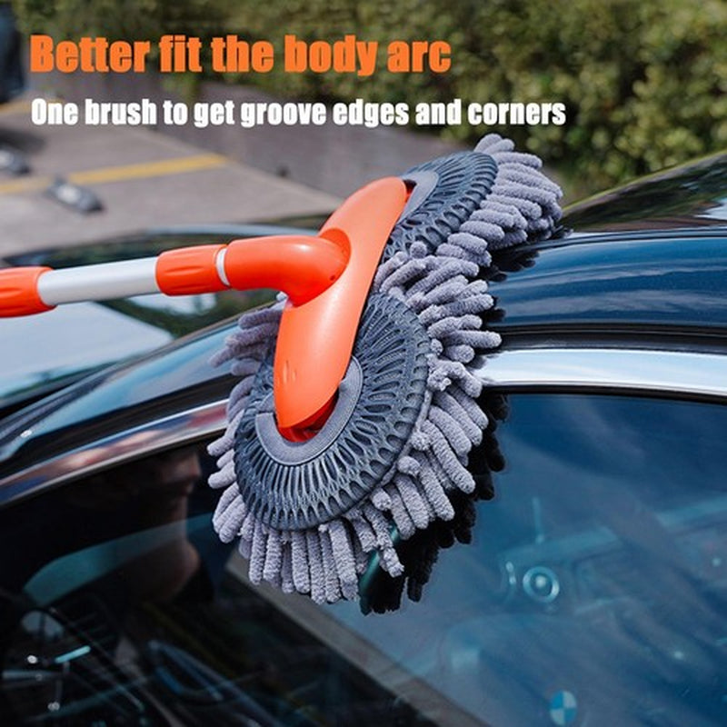 360° Rotation Head Microfiber Car Wash Brush Cleaning Mop Auto Truck Long Handle