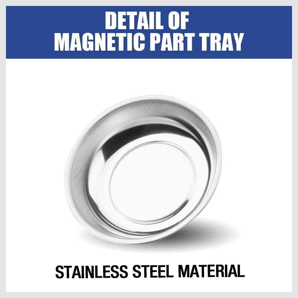 3-Pieces Magnetic Tray Round Stainless Steel Magnetic Parts Tray 3 Inch 4 Inch 6 Inch Magnetic Tray for Mechanic's