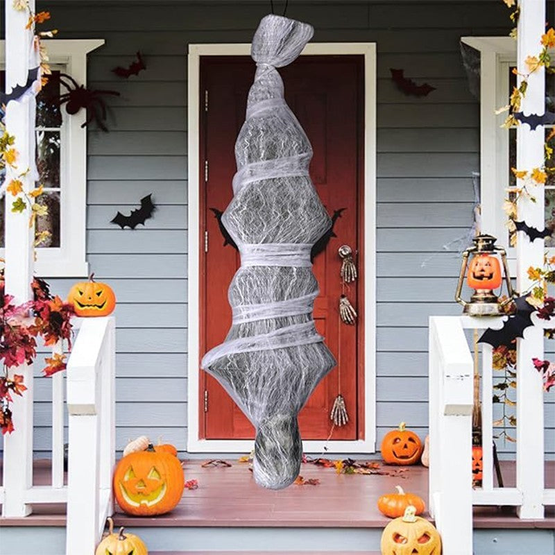 72 Inch Halloween Cocoon Outdoor Decorations, Scary Hanging Cocoon Corpse Props