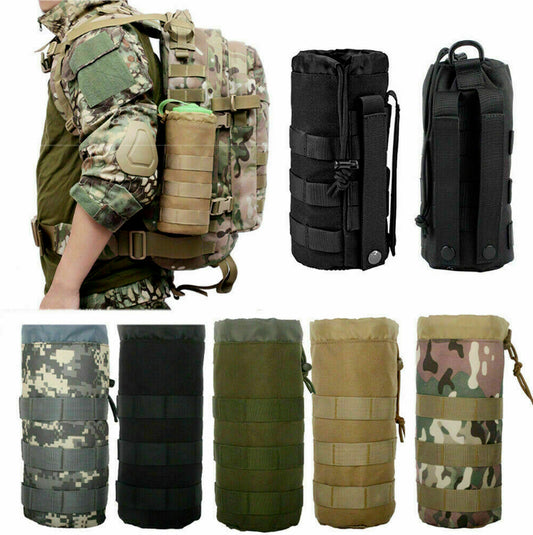 Molle Tactical Water Bottle Bag Pouch Kettle Holder Carrier Camping Hiking Bag